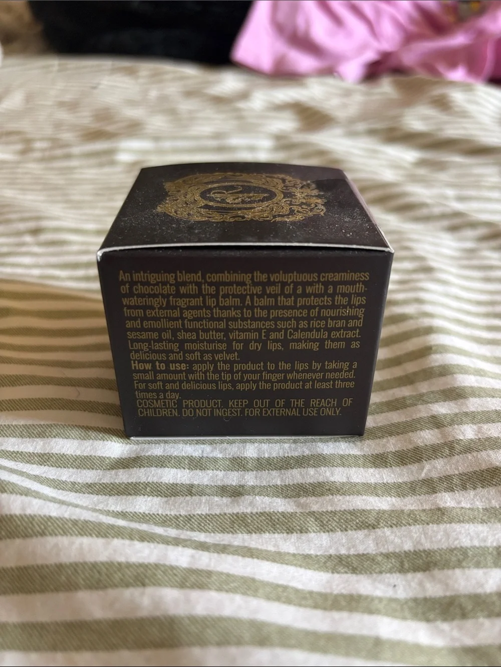 Rivoire Firenze Chocolate Lip Balm in Black & Gold Box